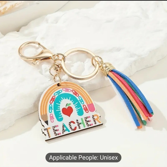 Teacher Appreciation gift christmas holidays BNWT tag Keychain rainbow jewelry - Picture 3 of 4
